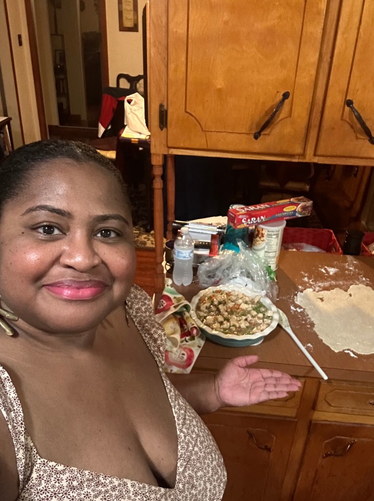 Excellent home cook with pie crust and chicken pot pie filling
