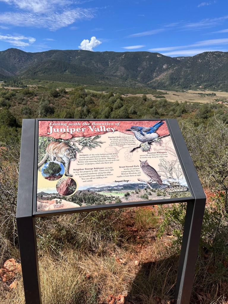 Trail information placard near Larkspur, CO